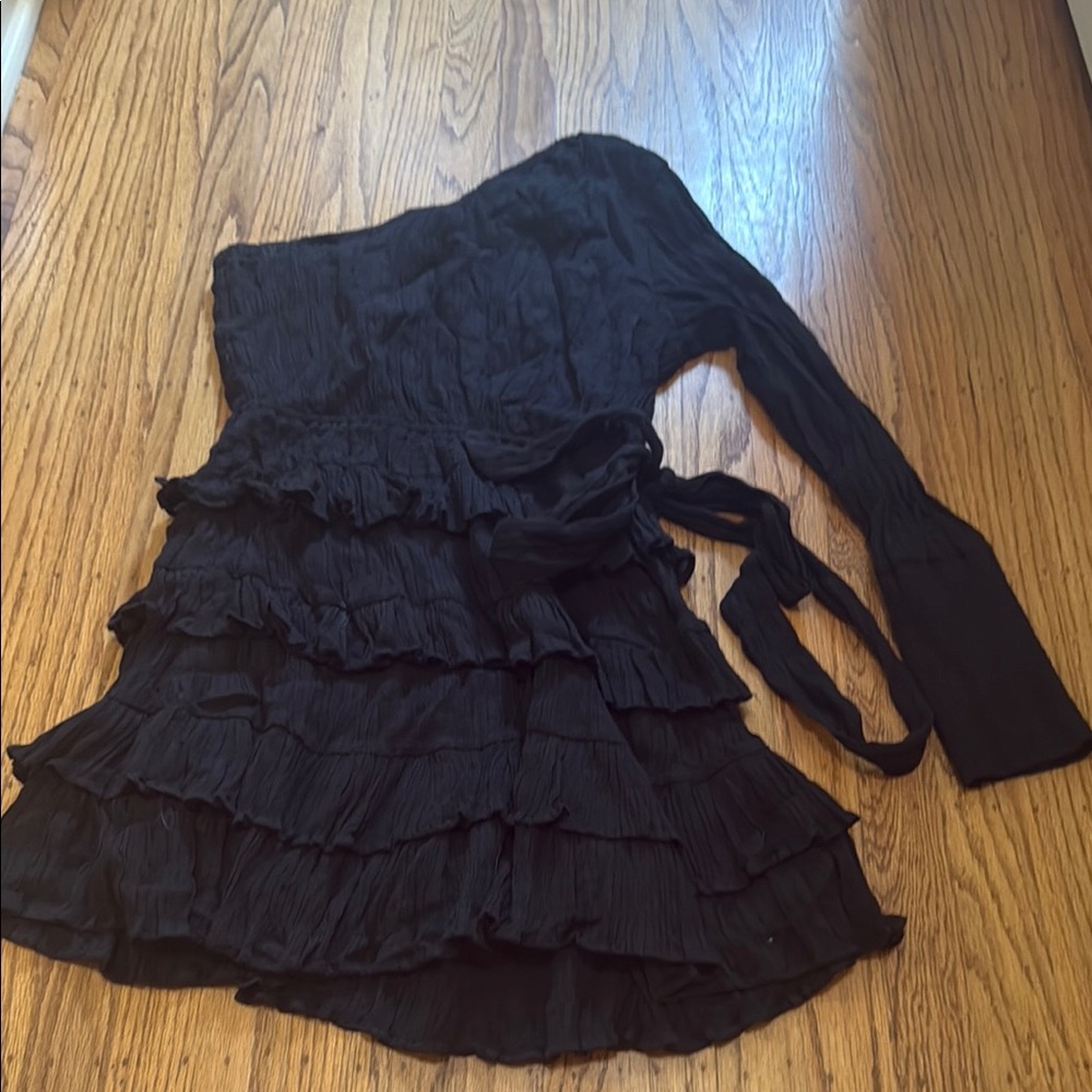 Hello Molly Black Wrap Mini Skirt